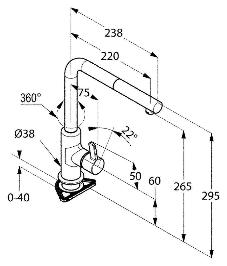 Kludi L-INE XS 3S | Küchenarmatur | Hochdruck | Chrom (Schwarz) (5023222)