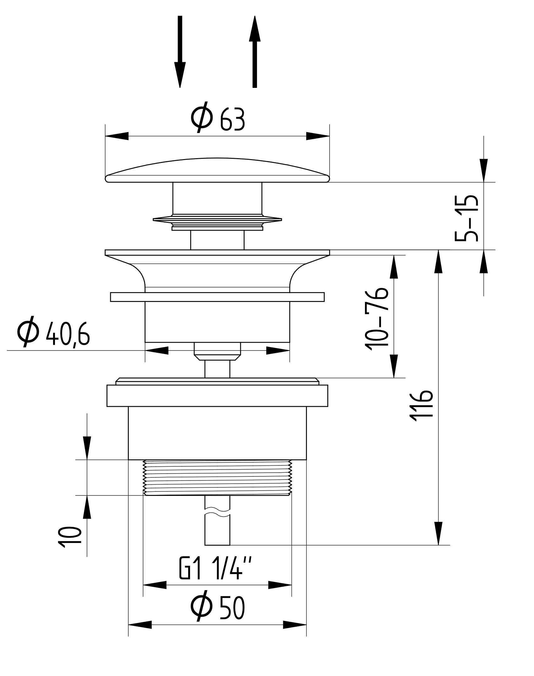 Avenraius Design-Schaftventil black 1 ¼" rund mit Verschluss, Ø 63 mm (900 4213 040)