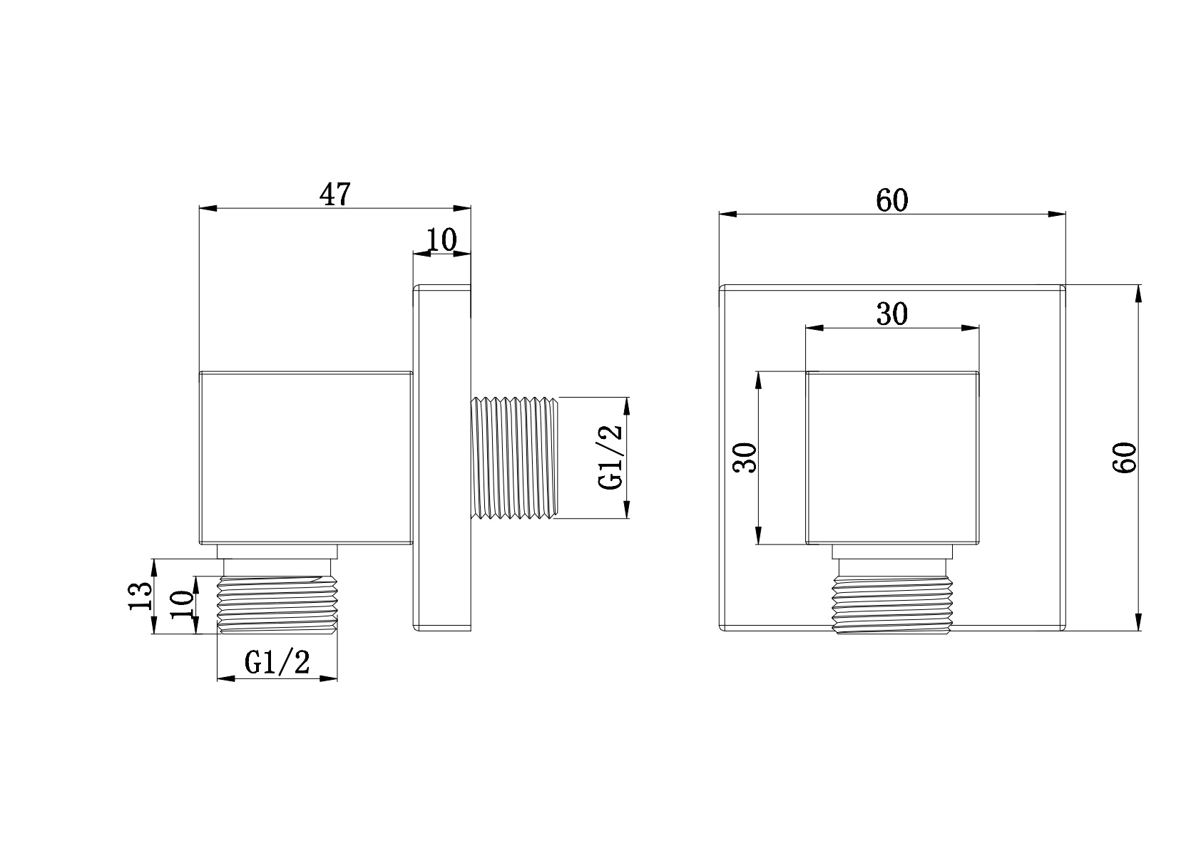 Avenraius Brause-Wandanschlußbogen Messing verchromt eckig (900 6991 010)