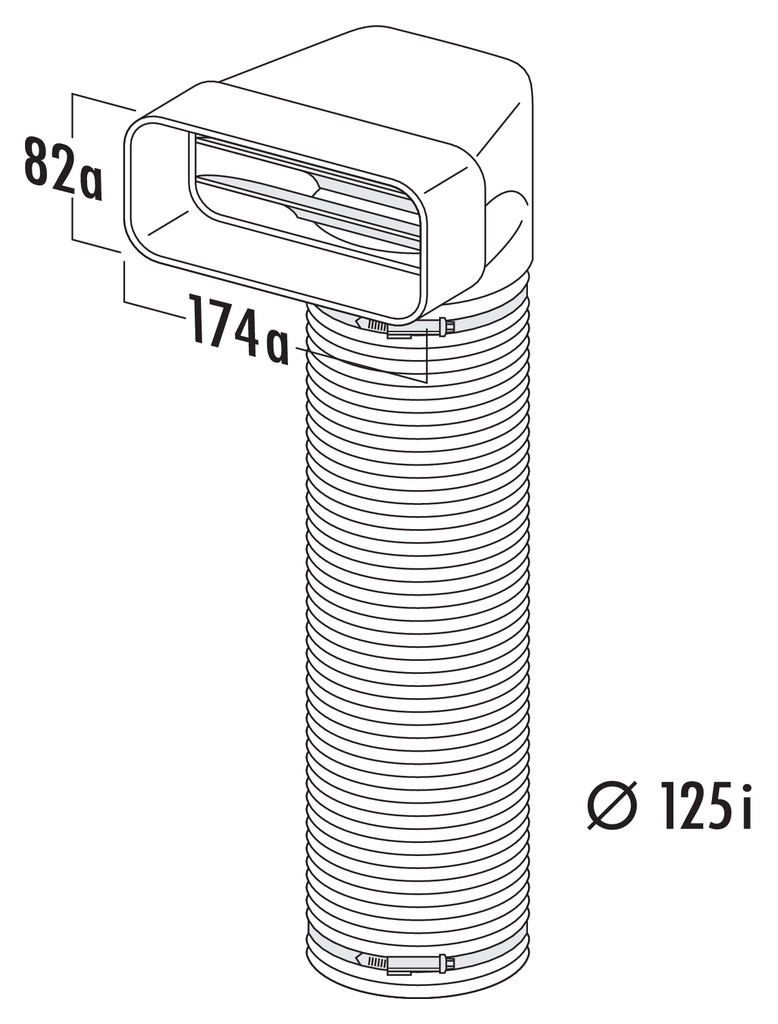 Naber MF-URX 125 Umlenkstück 90° mit Flexkanal 500 mm (4033006)