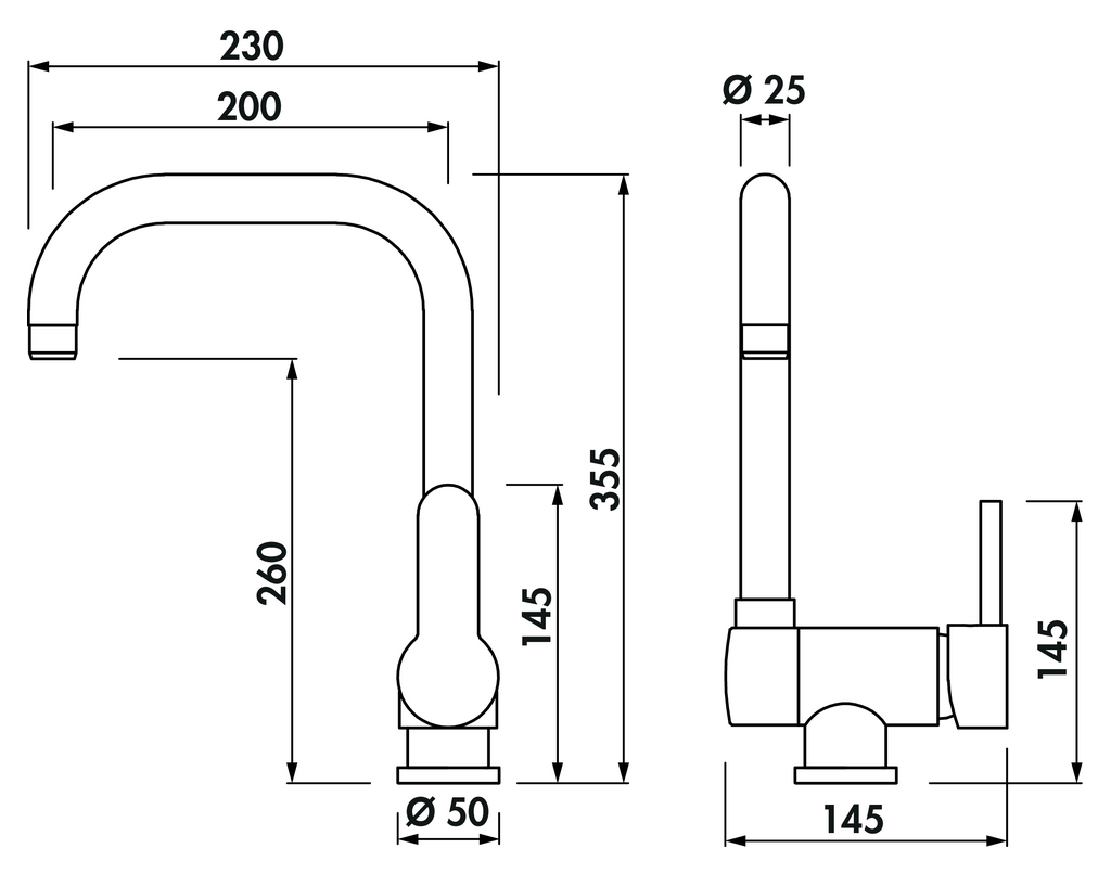 Armate Linea Drizza | Fensterarmatur | Küchenarmatur | Hochdruck | Chrom (5011076)