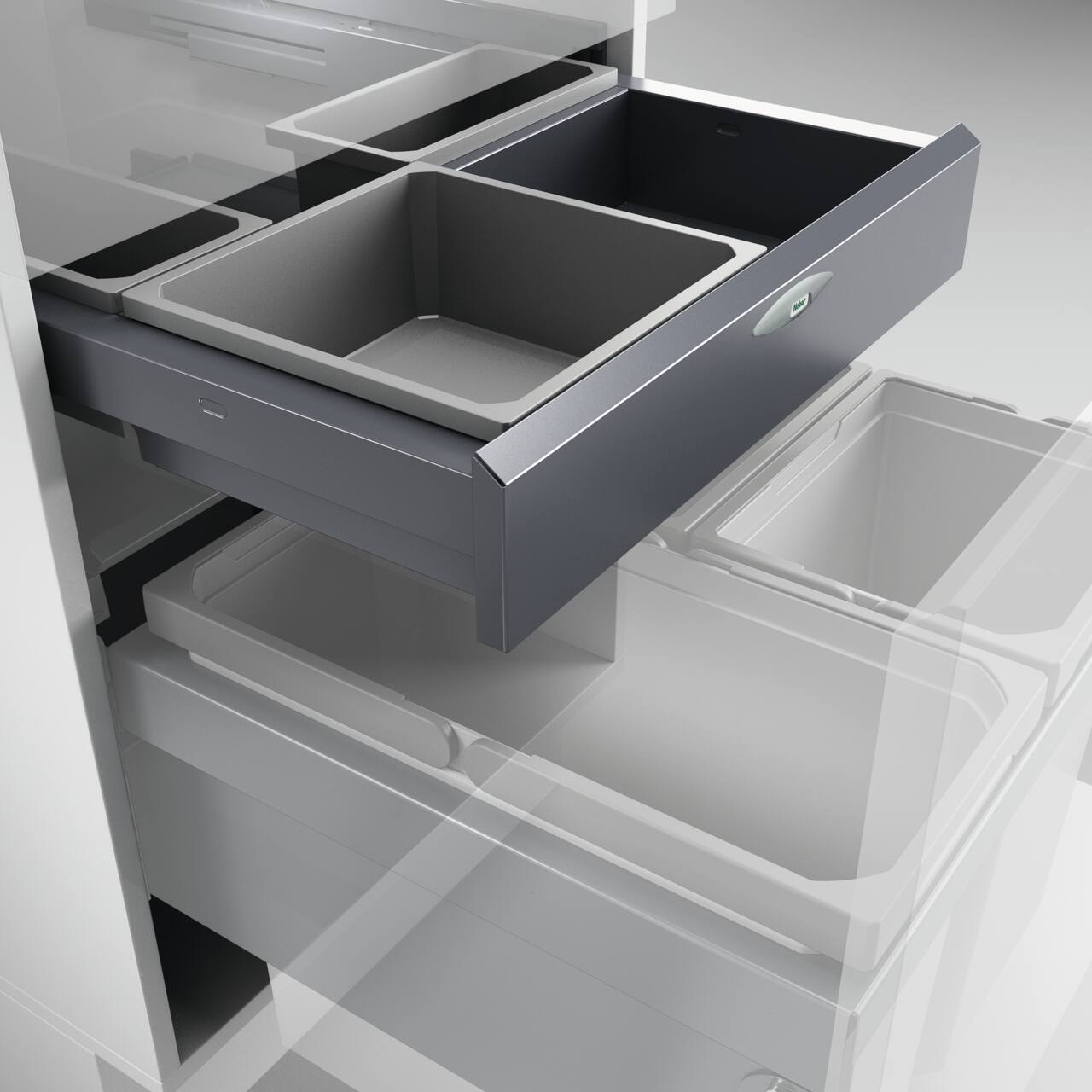 Naber Abfallsammler Cox Base-Board 500 | 50 cm | Silber | 2 Behälter