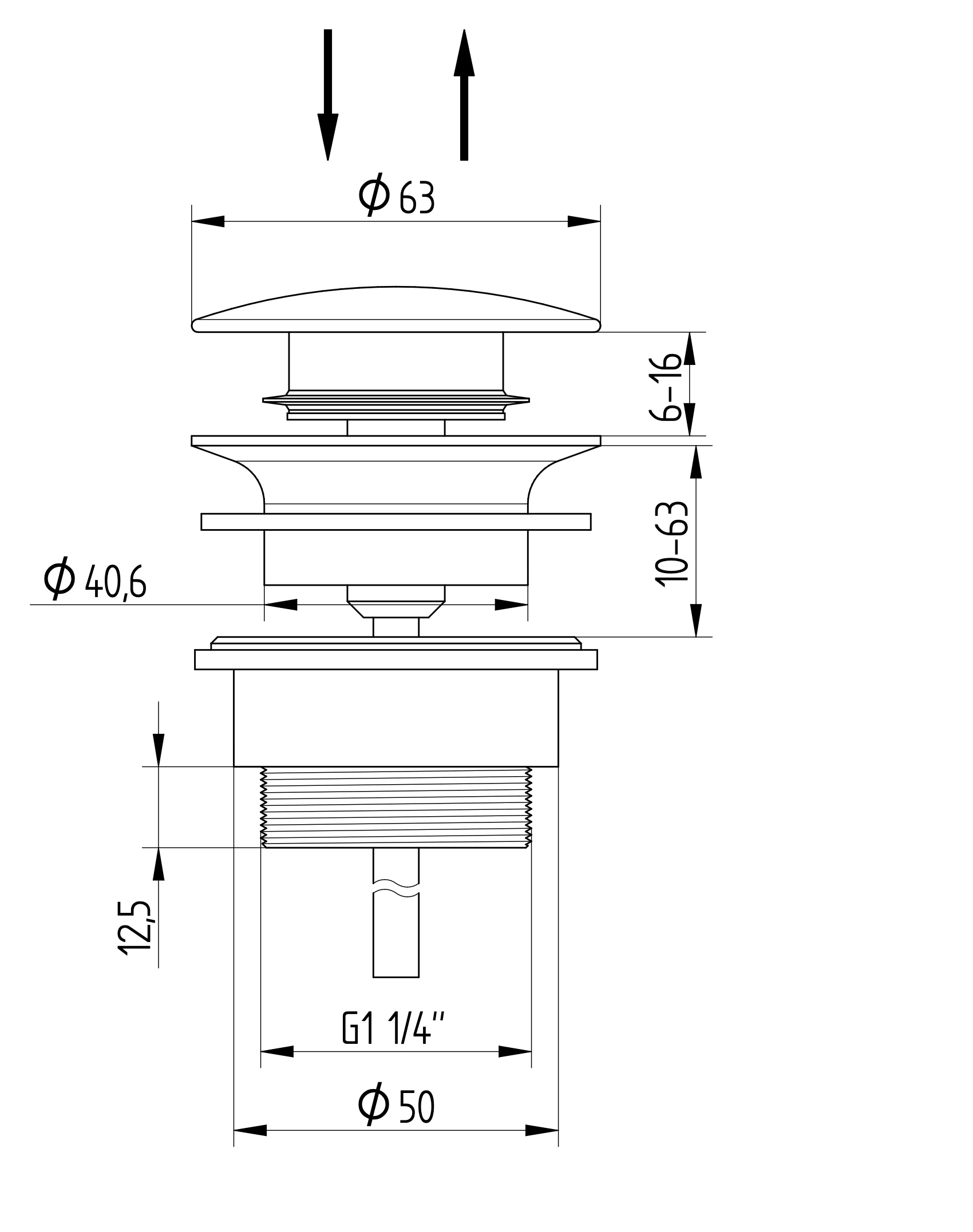 Avenraius Design-Schaftventil 1 ¼" rund mit Verschluss, Ø 63 mm (900 4202 010)