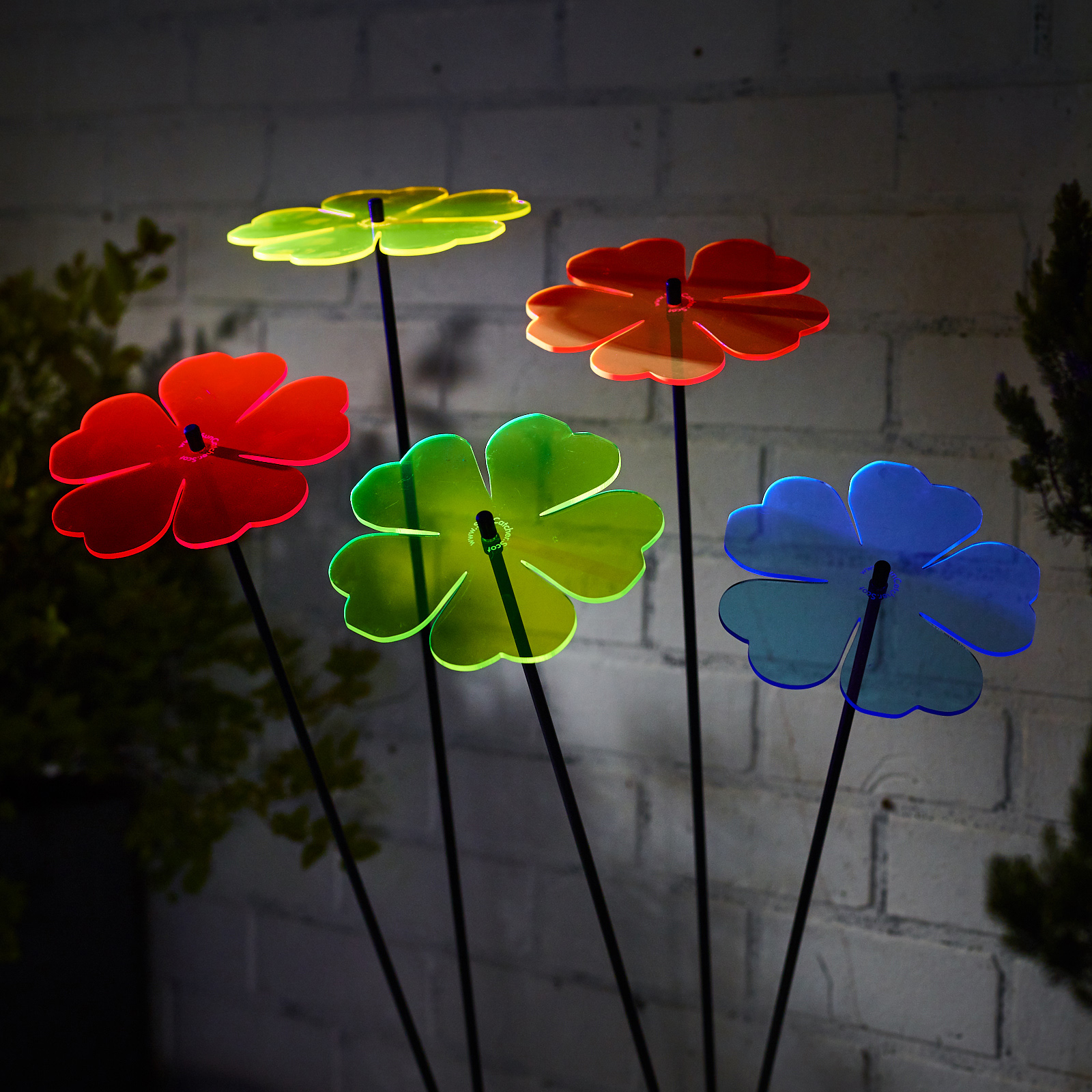 5x große Sonnenfänger SunCatcher Garten Dekoration H75cm Ø15cm Double Blossom, bunt