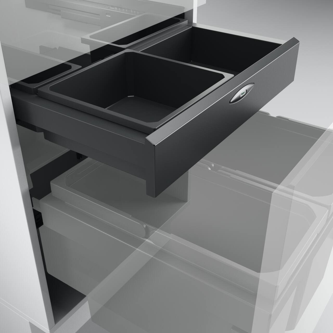 Naber Abfallsammler Cox Base-Board 500 | 50 cm | Anthrazit | 2 Behälter