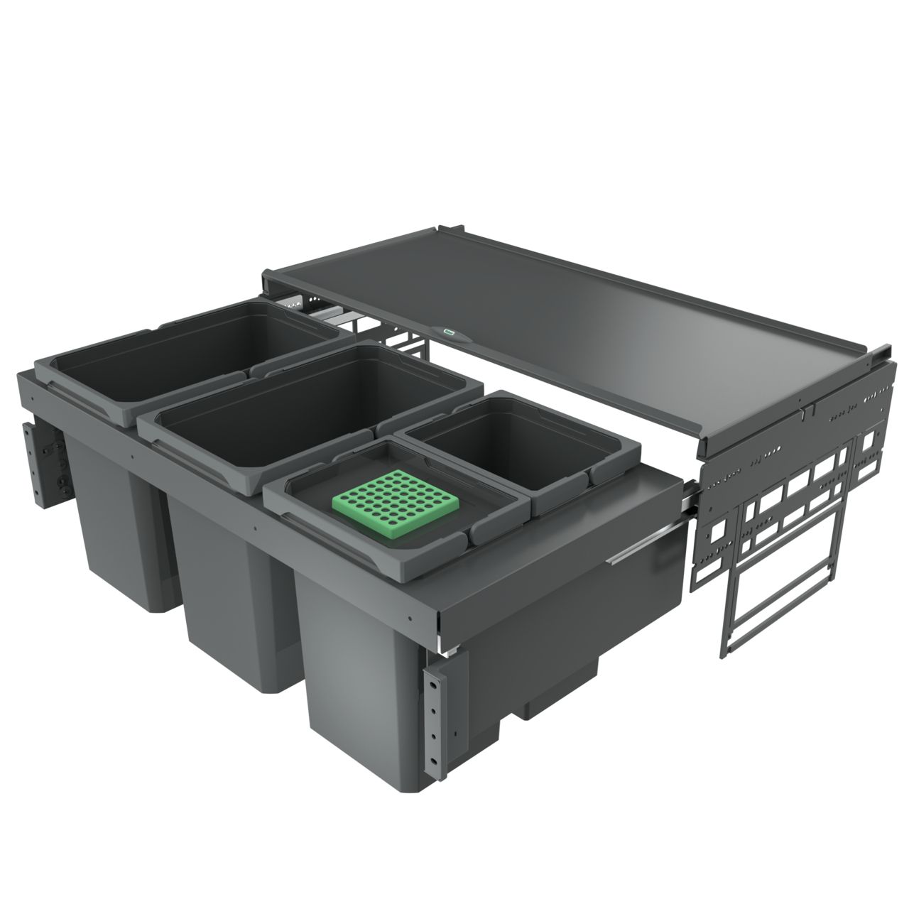 Naber Abfallsammler Cox Base 360 S/900-4 | 90 cm | Anthrazit | Mit Deckel | 4 Behälter