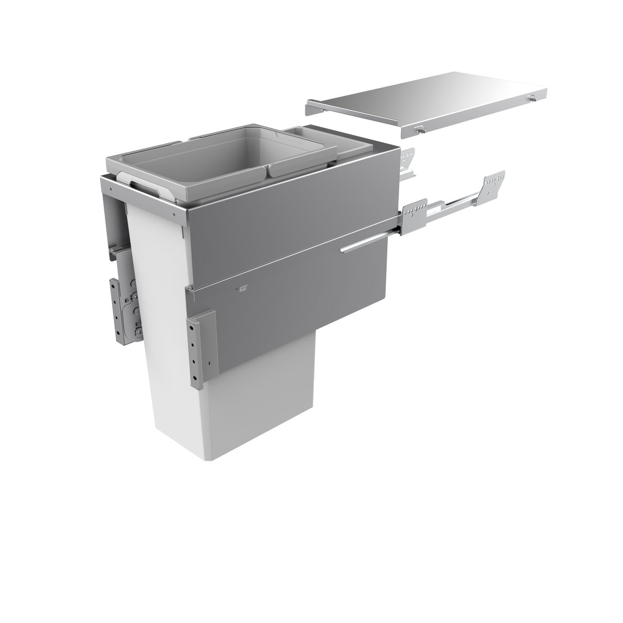 Naber Abfallsammler Cox Clan 580/300-2 | 30 cm | Hellgrau | Mit Deckel | 2 Behälter