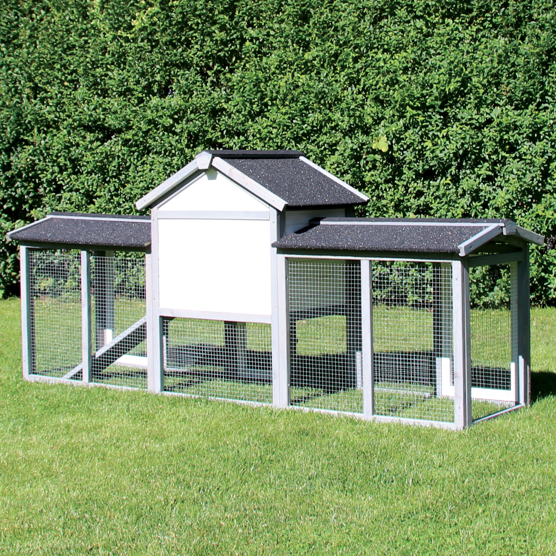 Hasenstall / Kaninchenstall "Picasso“ - Kleintierstall in Grau / Weiß