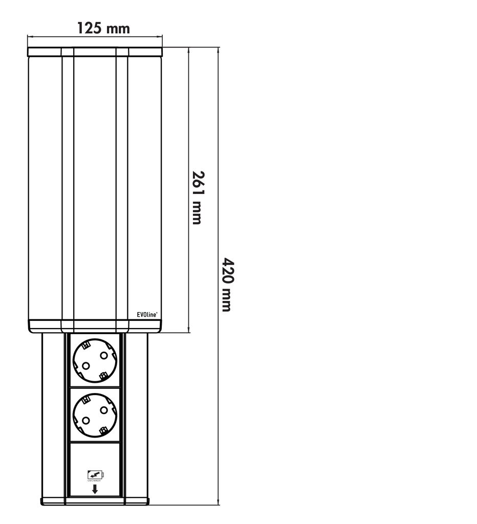 Naber Evoline V-Port | 3-fach Eck-Steckdose | Edelstahl | USB (8031150)