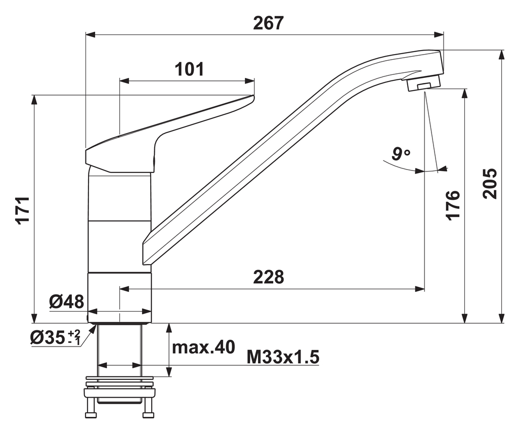 Ideal Standard Ceraflex 5 | Fensterarmatur | Küchenarmatur | Hochdruck | Chrom (5024166)