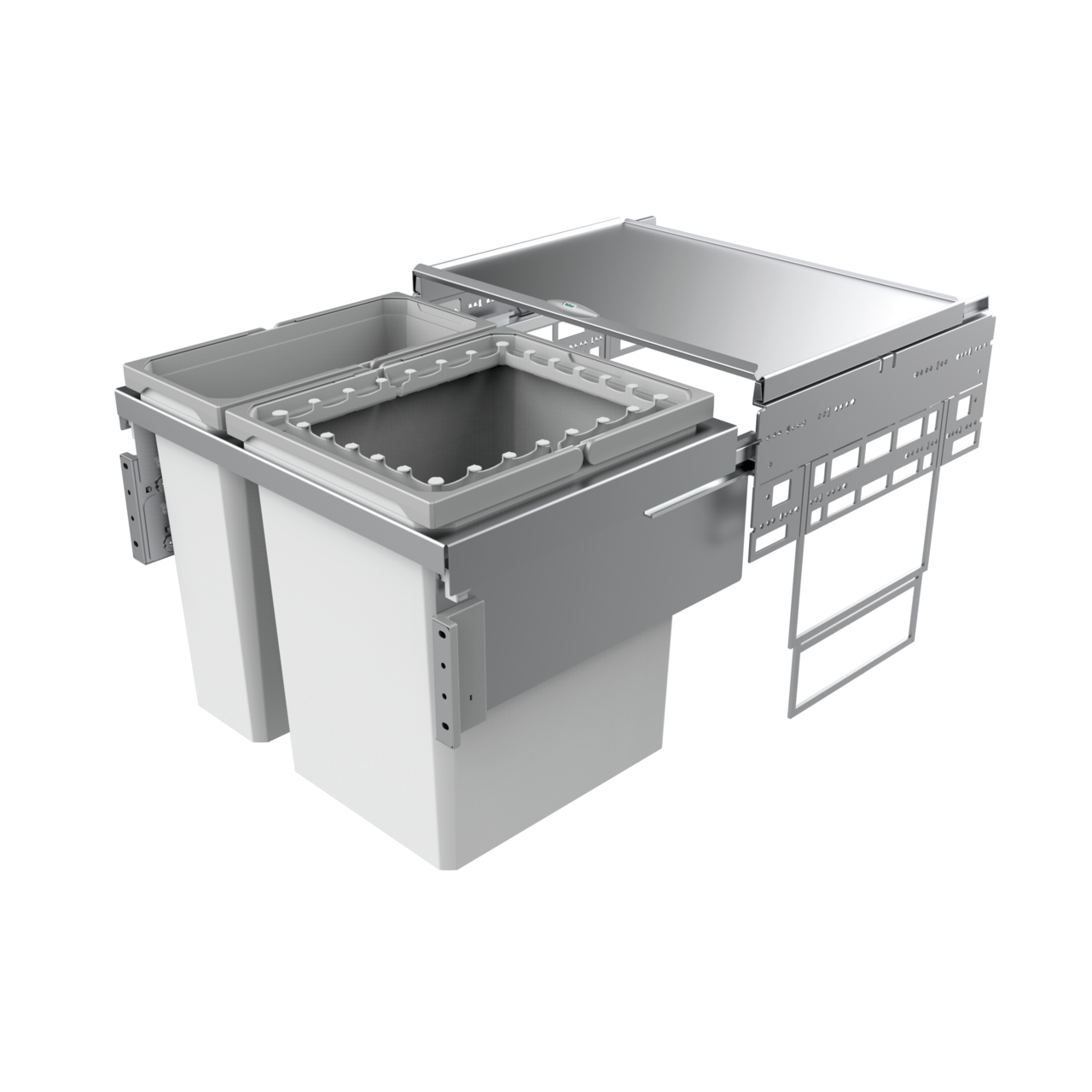 Naber Abfallsammler Cox Base 460 R/600-2 | 60 cm | Hellgrau | Mit Deckel | 2 Behälter