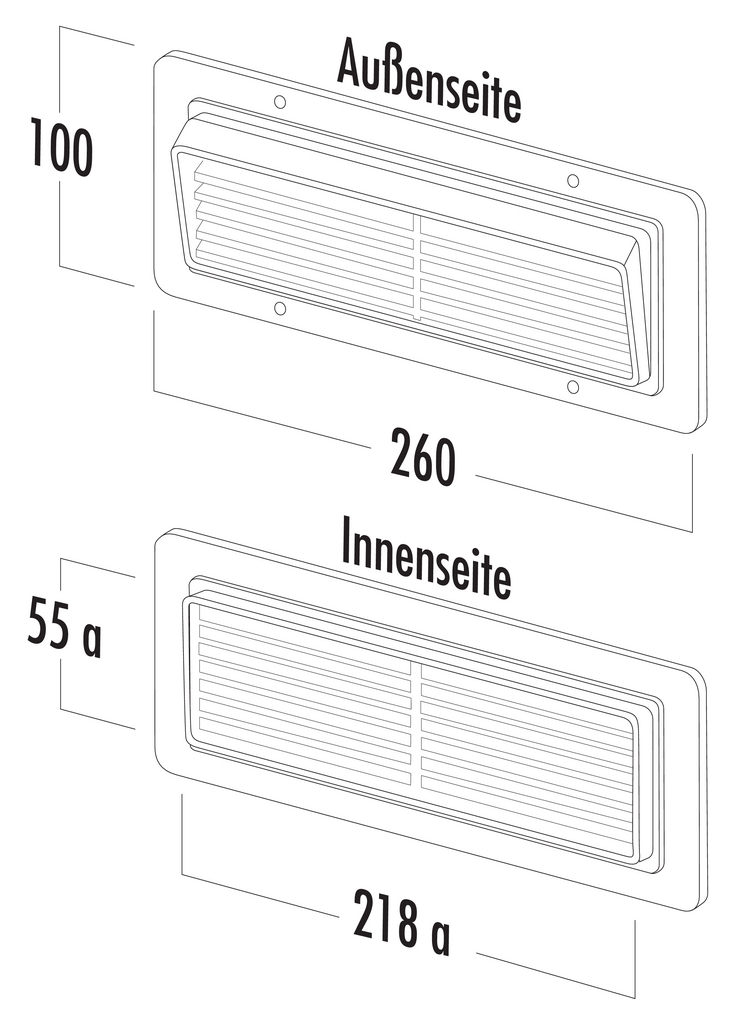 Naber T-ZUL-GI 125 Breitkanal-Zuluft-Gitterhaube in Weiß (4021105)