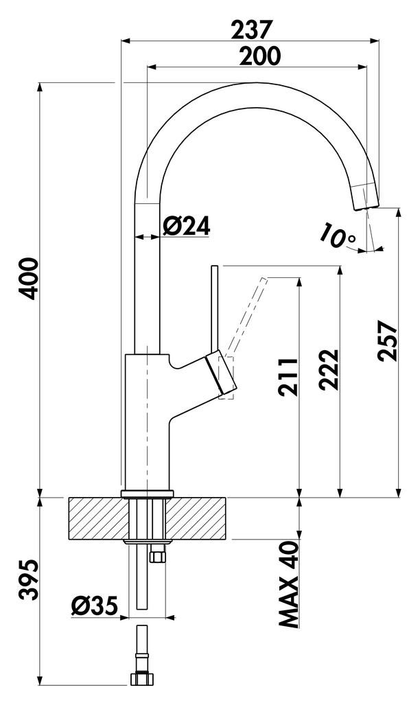 Armate Linea Mio 1 | Küchenarmatur | Hochdruck | Edelstahlfinish (5011303)