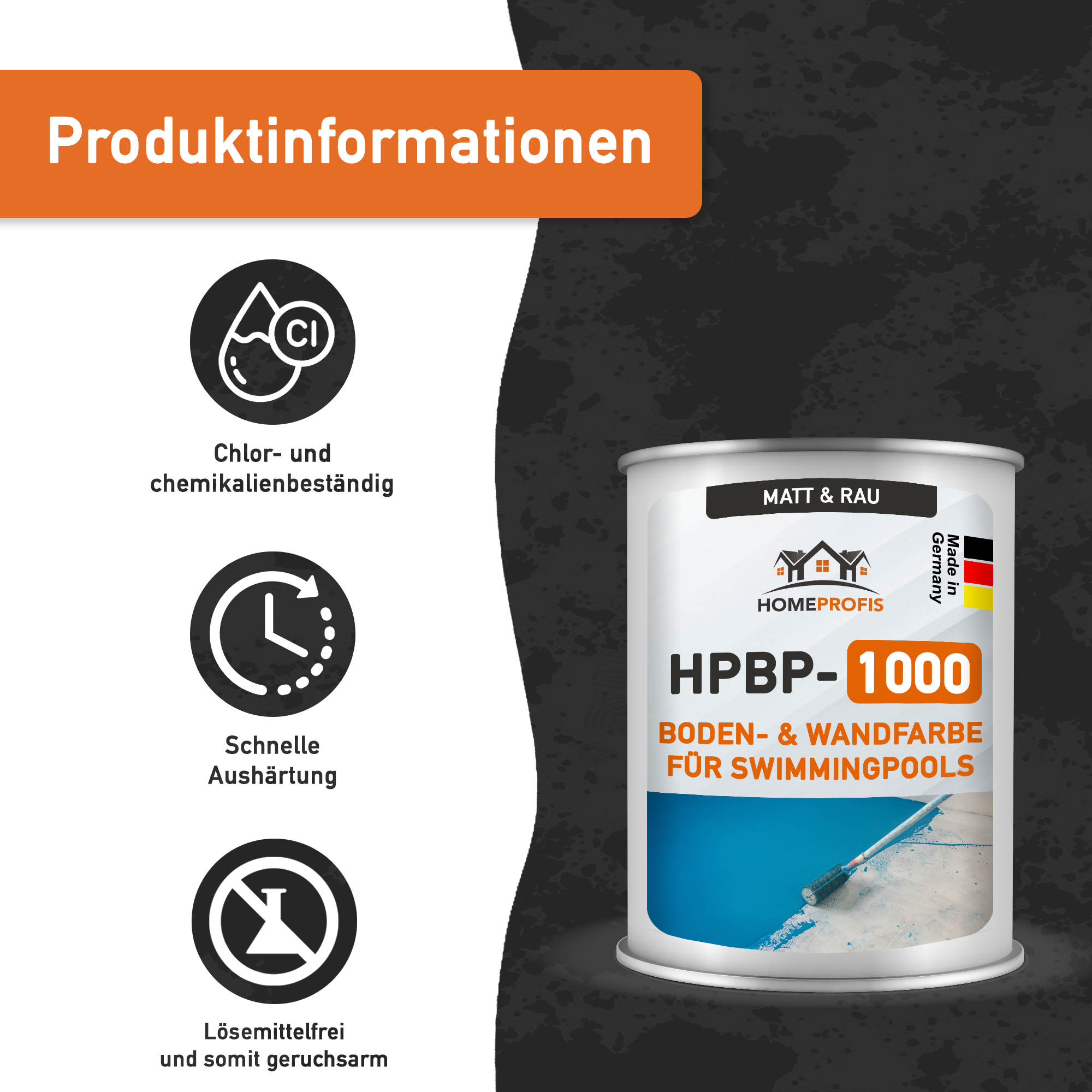 HPBP-1000 rutschfeste 2K Epoxidharz Poolfarbe für Innen & Außen