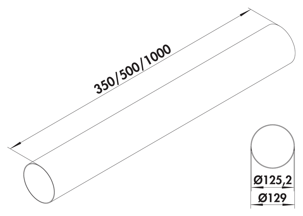 Naber Rundrohr 125 900 mm (4021121)
