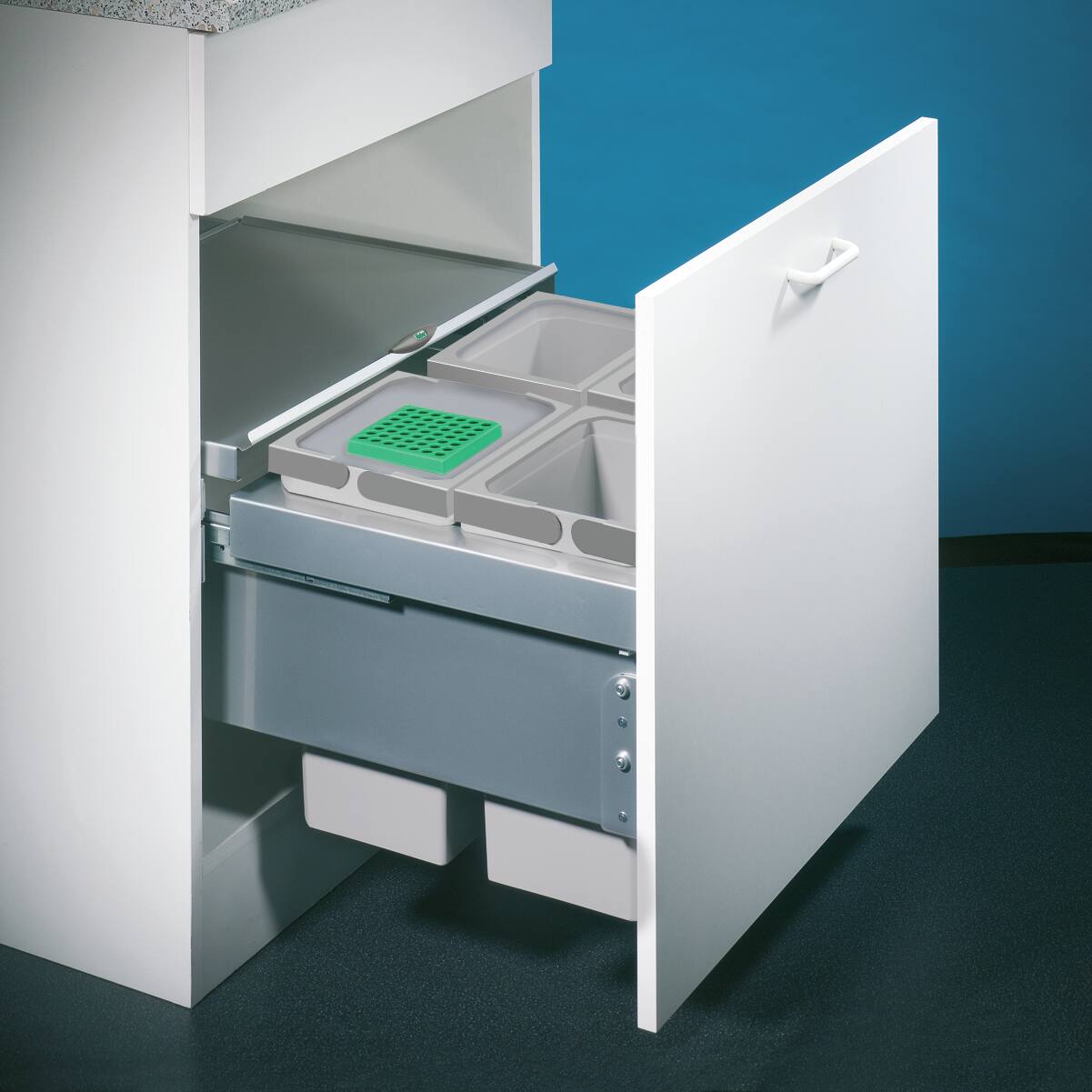 Naber Abfallsammler Cox Base 360 S/600-4 | 60 cm | Hellgrau | Mit Deckel | 4 Behälter