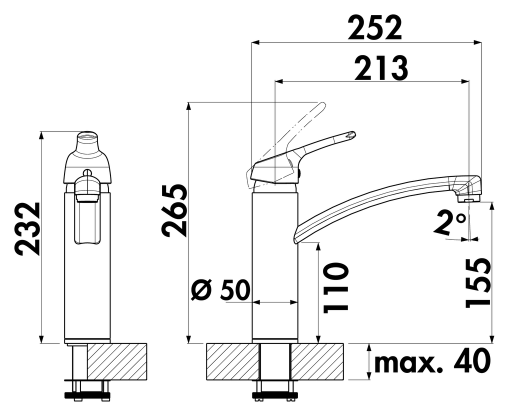 Armate Linea Fuoco 1 | Küchenarmatur | Niederdruck | Schwarz matt (5011327)