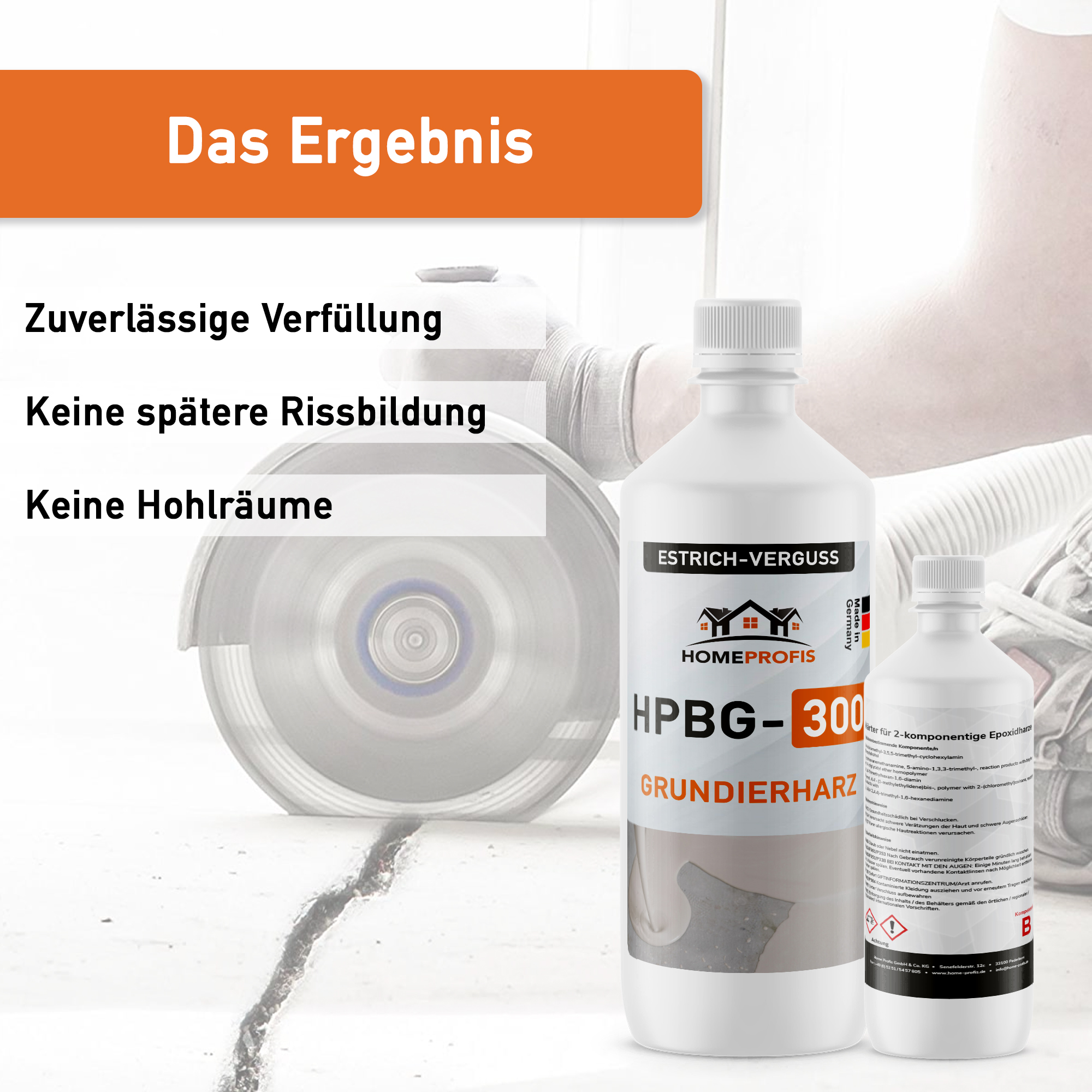 HPBG-300 Gießharz (1,5kg) zur Estrichreparatur (inkl. 20 Klammern)