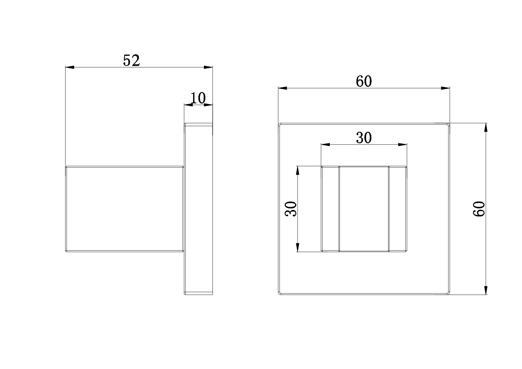 Avenraius Brausewandhalter Messing verchromt eckig (900 6996 010)