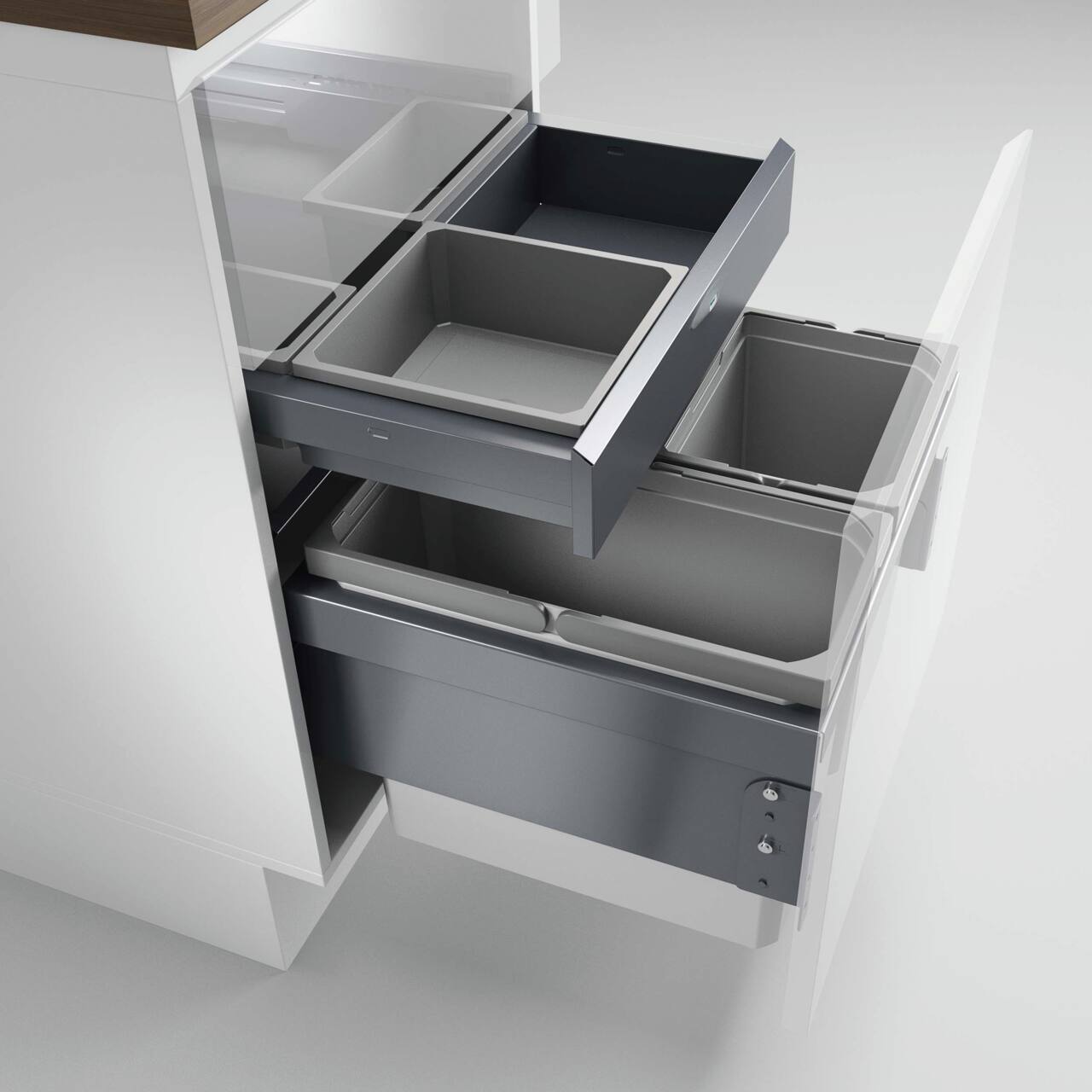 Naber Abfallsammler Cox Base 360 S/500-3 mit Base-Board | 50 cm | Hellgrau | 2 Behälter