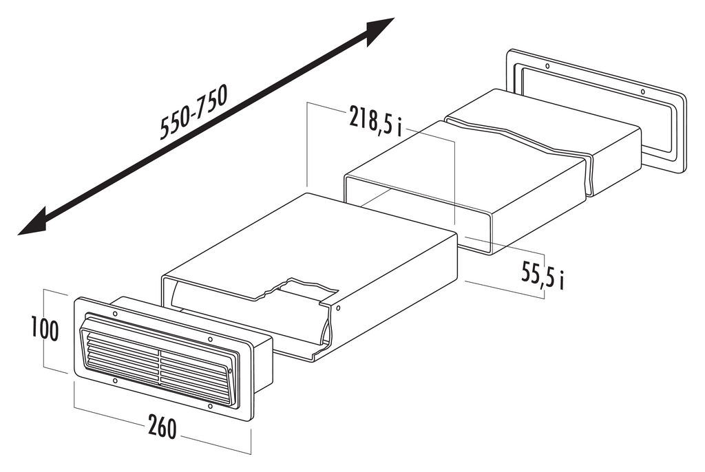 Naber T-GILÜF 4 System 125 Breitkanal-Mauerkasten in Weiß (4021155)