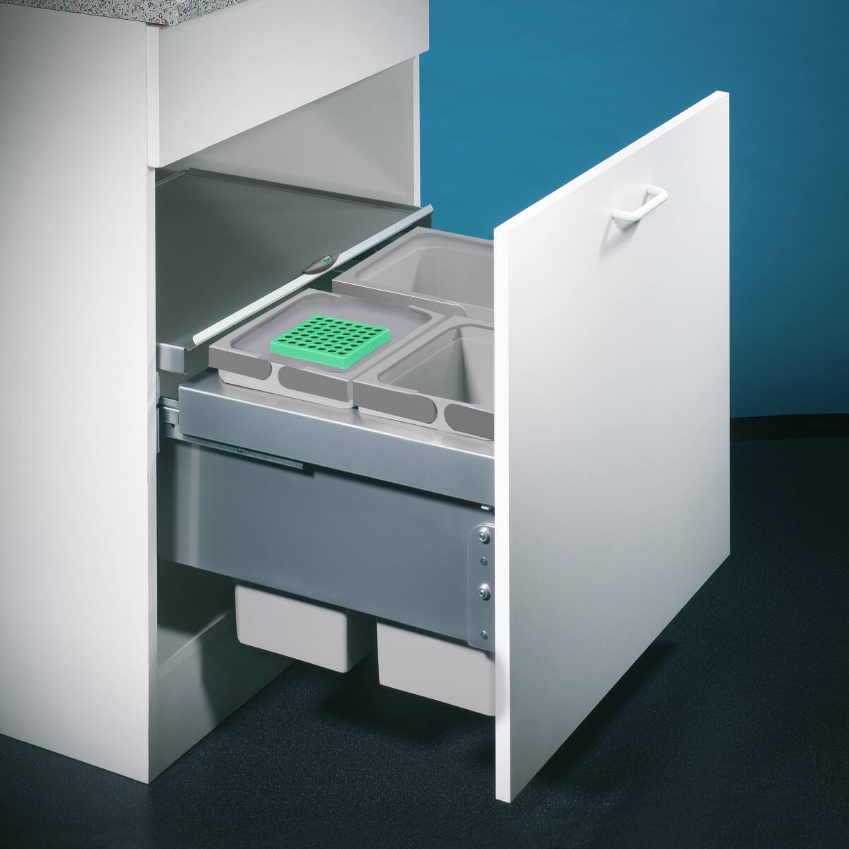 Naber Abfallsammler Cox Base 360 S/600-3 | 60 cm | Hellgrau | Mit Deckel | 3 Behälter