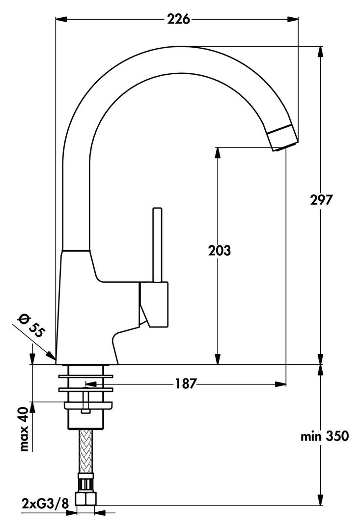 Ideal Standard Nora 5 | Fensterarmatur | Küchenarmatur | Hochdruck | Chrom (5024068)
