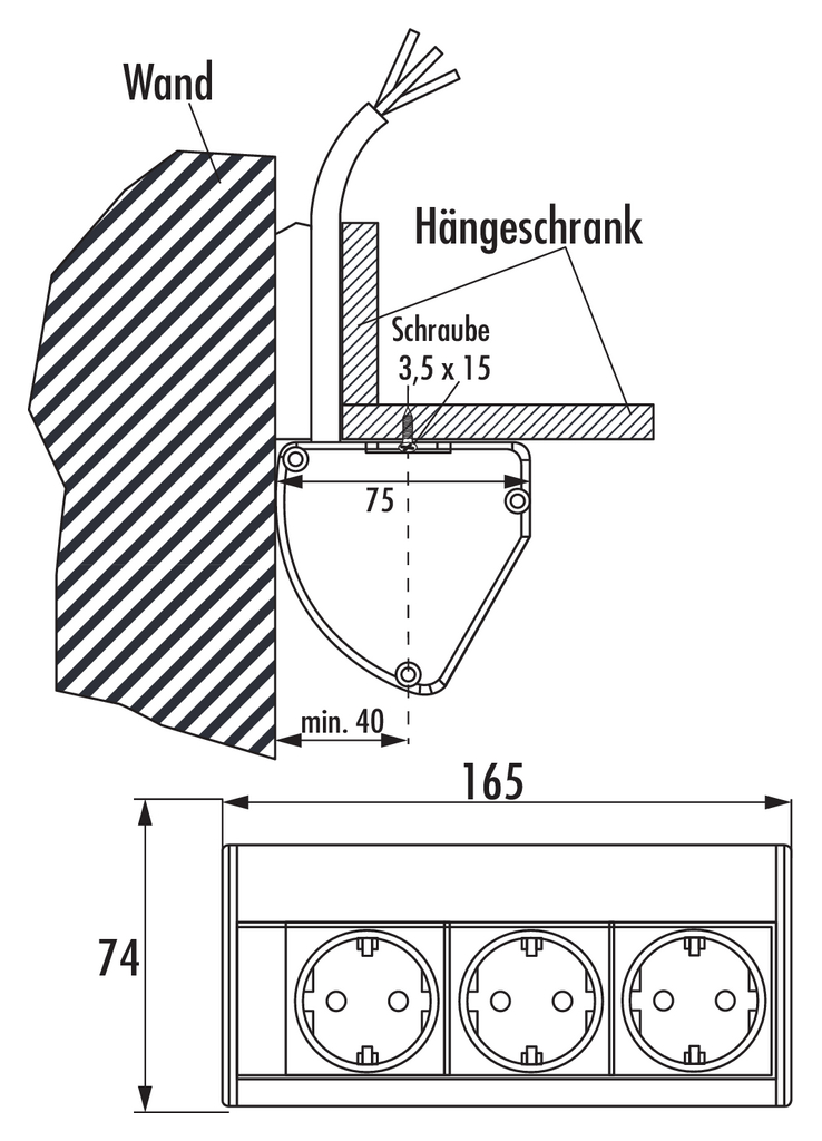 Naber Evoline Dock | 3-fach Wand-Steckdose | Edelstahl (8031133)
