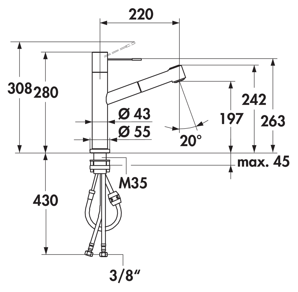 KWC Ono 7 | Fensterarmatur | Küchenarmatur | Hochdruck | Edelstahl (5022341)