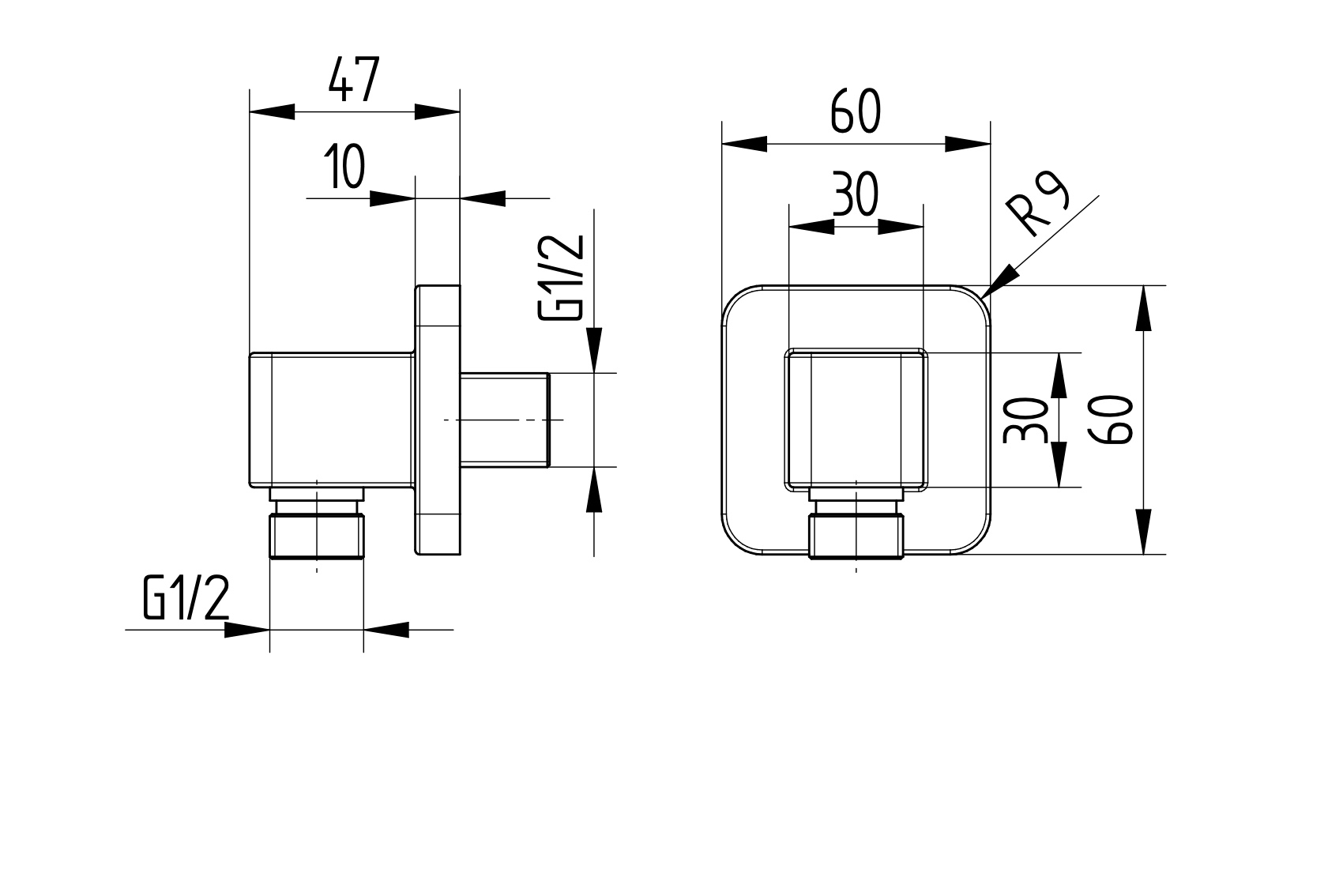 Avenraius Brause-Wandanschlußbogen black Messing abgerundet (900 6965 040)
