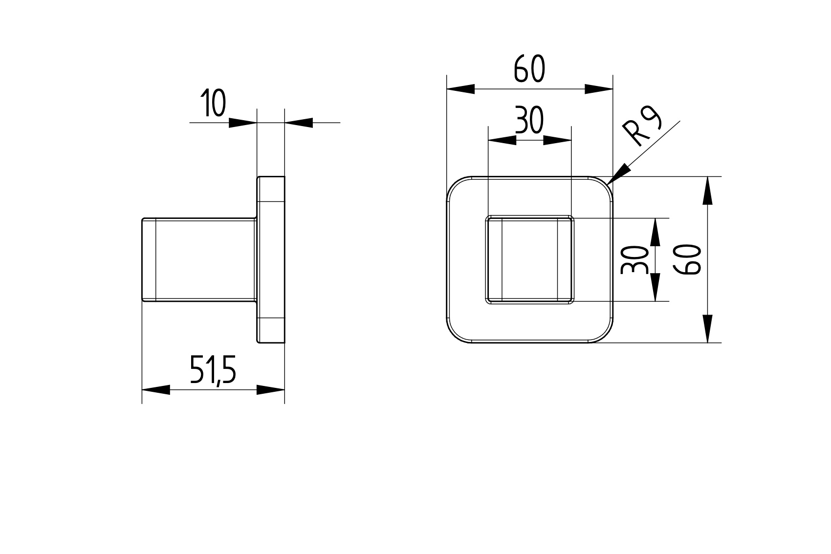 Avenraius Brausewandhalter Messing verchromt abgerundet (900 6973 010)