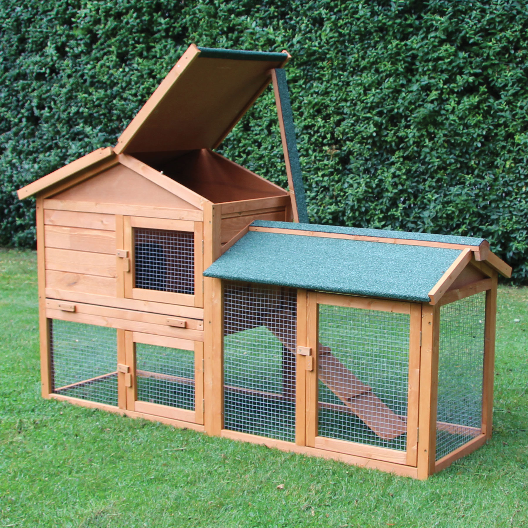 Hasenstall / Kaninchenstall "Klopfer“ - Kleintierstall mit hochwertiger Kunststoffschublade