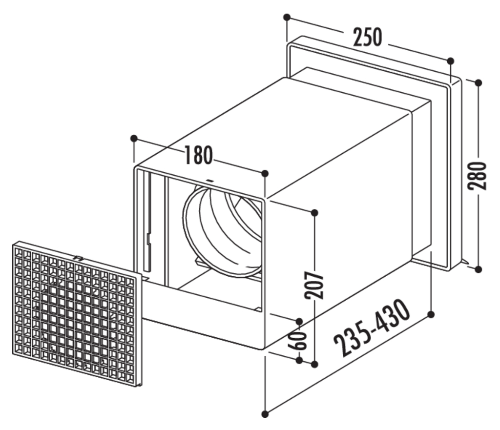 Naber V-Klima A/Z 125 Ab- und Zuluft-Mauerkasten 1 (4022026)