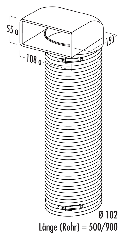 Naber N-URX 100 Umlenkstück 90° mit Flexkanal 1000 mm (4011022)