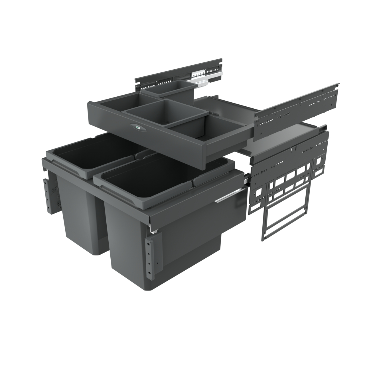 Naber Abfallsammler Cox Base 360 S/600-2 mit Base-Board | 60 cm | Anthrazit | Mit Deckel | 2 Behälter