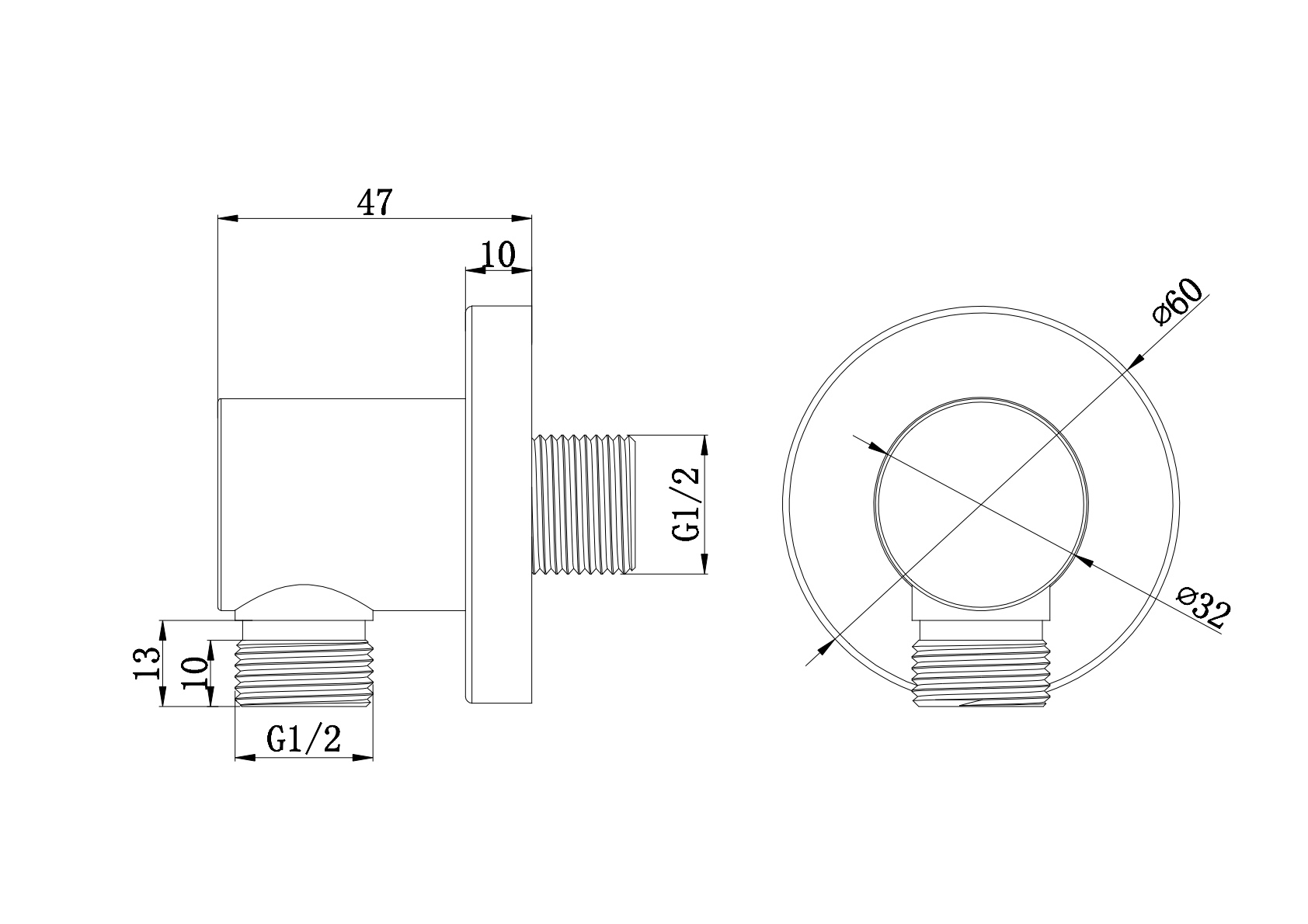 Avenraius Brause-Wandanschlußbogen Messing verchromt rund (900 6990 010)