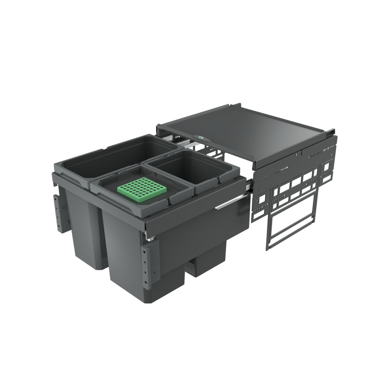 Naber Abfallsammler Cox Base 360 S/500-3 | 50 cm | Anthrazit | Mit Deckel | 3 Behälter