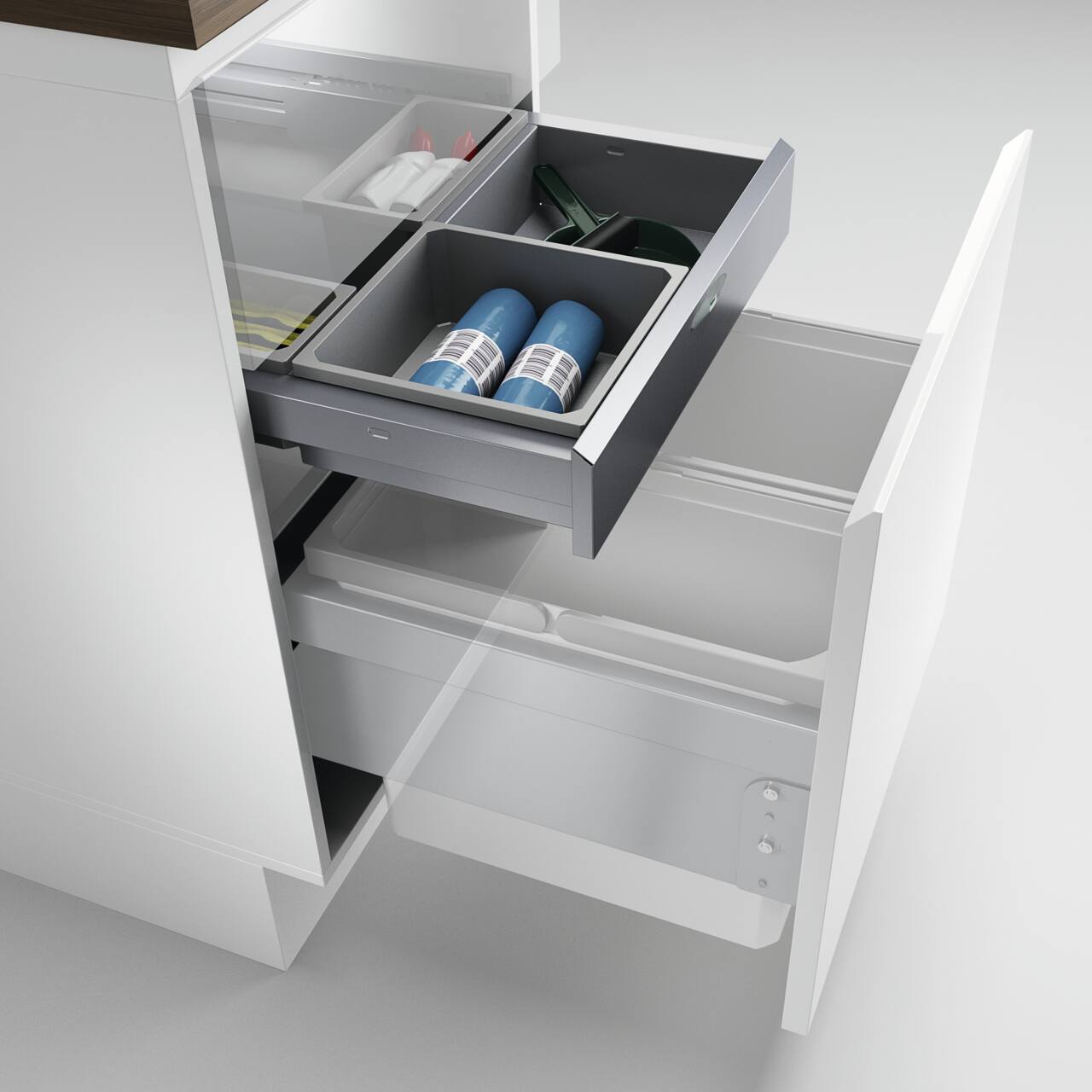 Naber Abfallsammler Cox Base-Board 500 | 50 cm | Silber | 2 Behälter