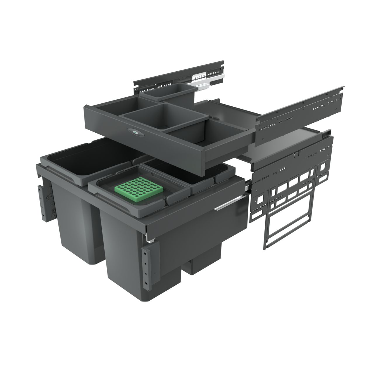 Naber Abfallsammler Cox Base 360 S/600-3 mit Base-Board | 60 cm | Anthrazit | Mit Deckel | 3 Behälter