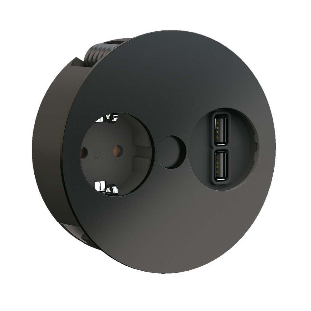 Naber Twist | 3-fach Einbau-Steckdose | Edelstahl | USB (7053171)