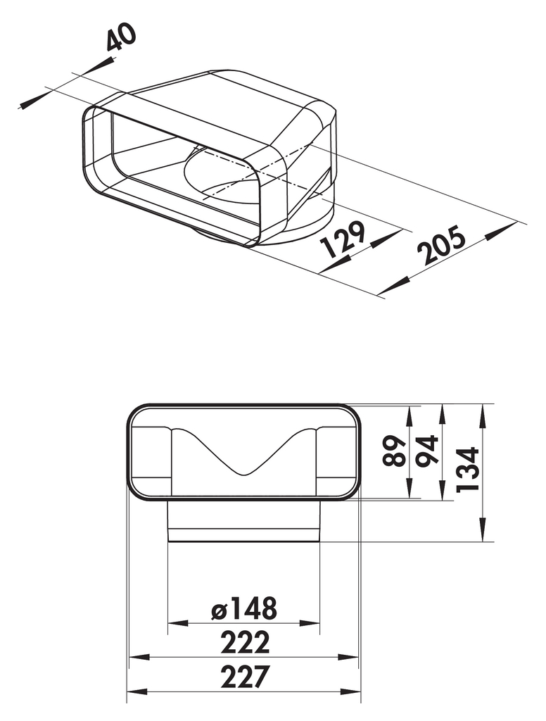 Naber F-UR 150 Umlenkstück 90° (4043002)