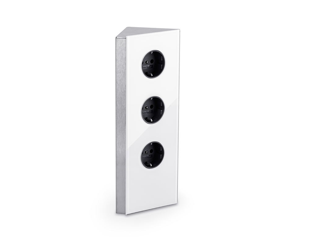 Naber Mira Eck | 3-fach Eck-Steckdose | Edelstahl / Glas (7053057)
