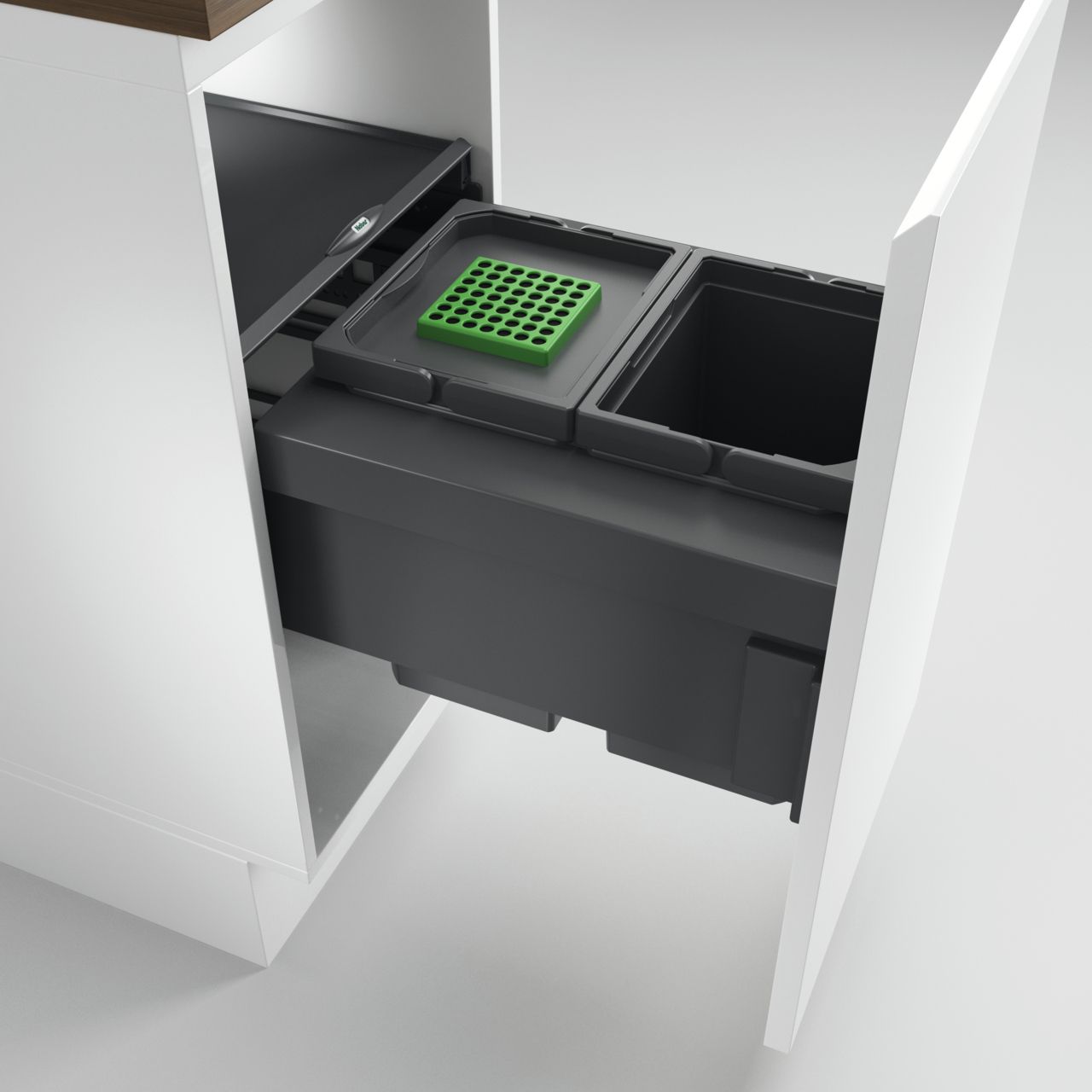 Naber Abfallsammler Cox Base 360 S/400-2 | 40 cm | Anthrazit | Mit Deckel | 2 Behälter