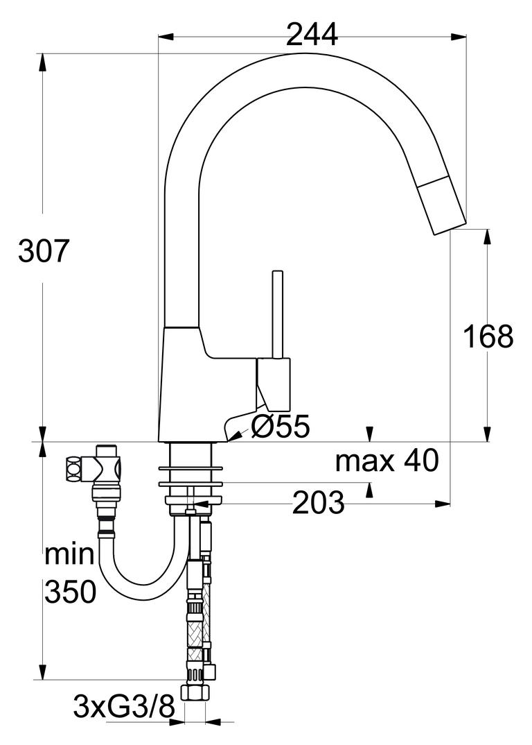 Ideal Standard Nora 4 | Küchenarmatur | Niederdruck | Chrom (5024066)