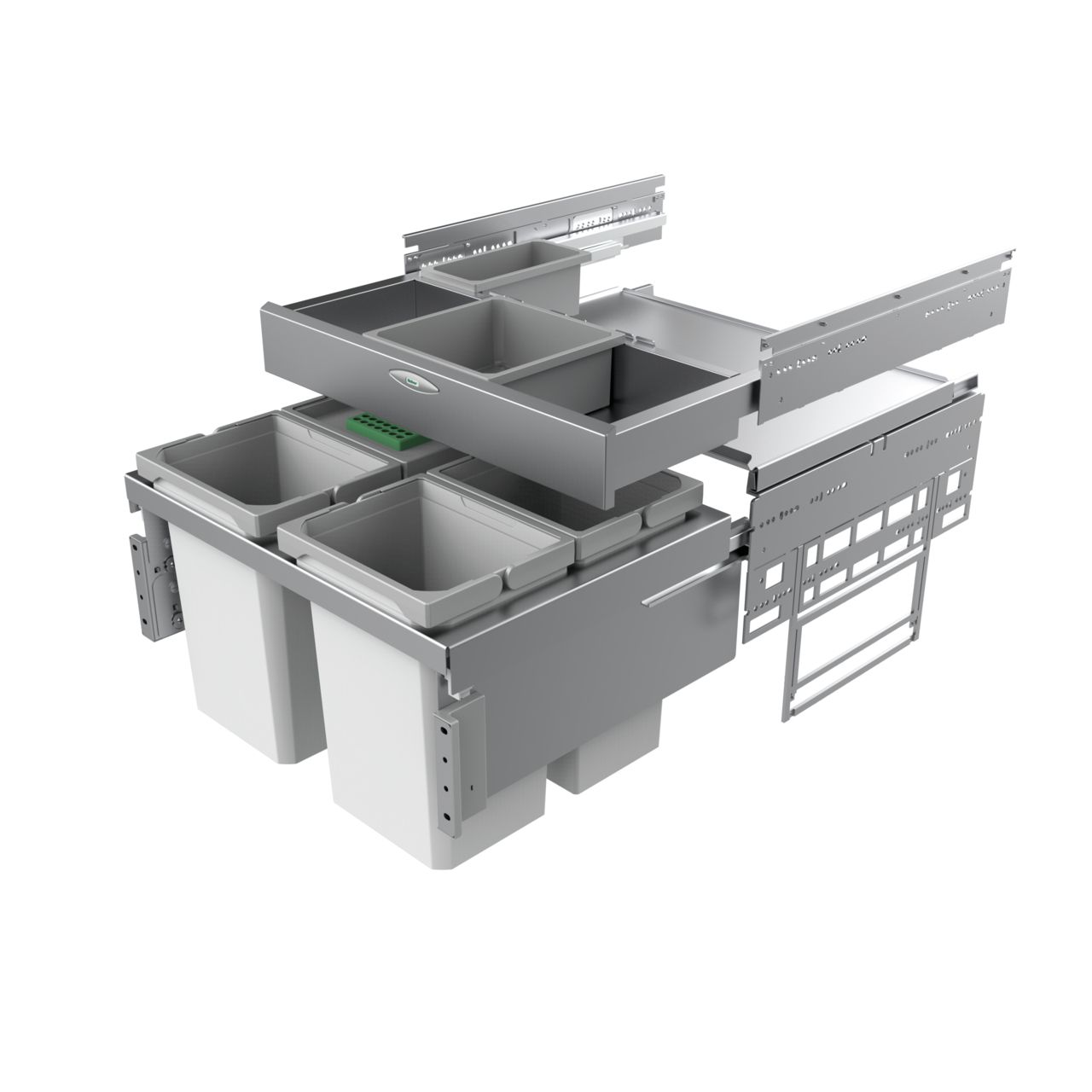 Naber Abfallsammler Cox Base 360 S/600-4 mit Base-Board | 60 cm | Hellgrau | Mit Deckel | 4 Behälter