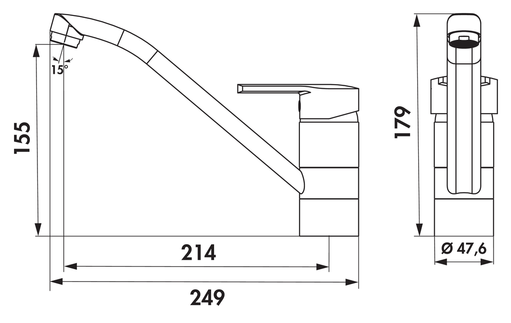 Armate Linea Casa 5 | Fensterarmatur | Küchenarmatur | Hochdruck | Chrom (5011057)