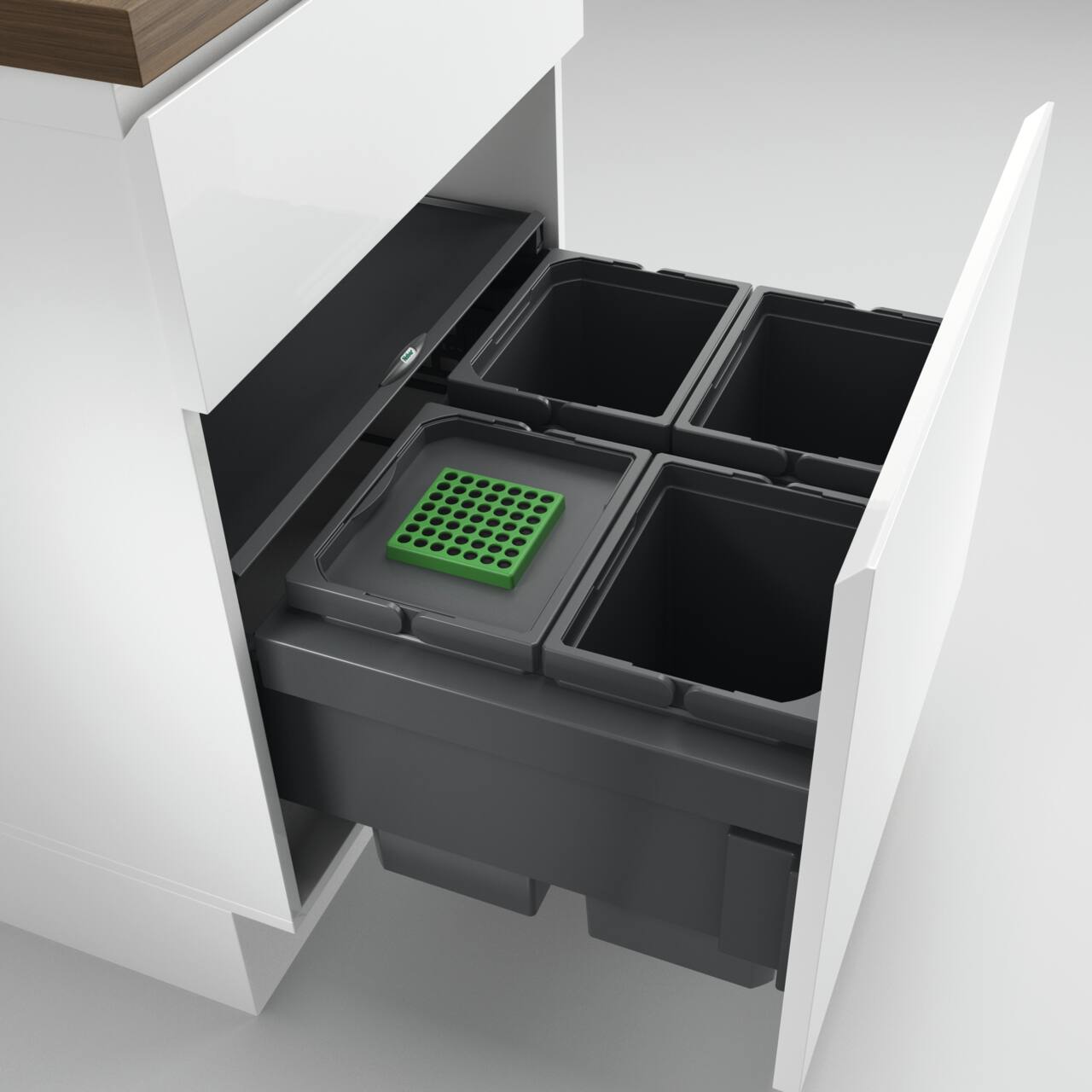 Naber Abfallsammler Cox Base 360 S/600-4 | 60 cm | Anthrazit | Mit Deckel | 4 Behälter