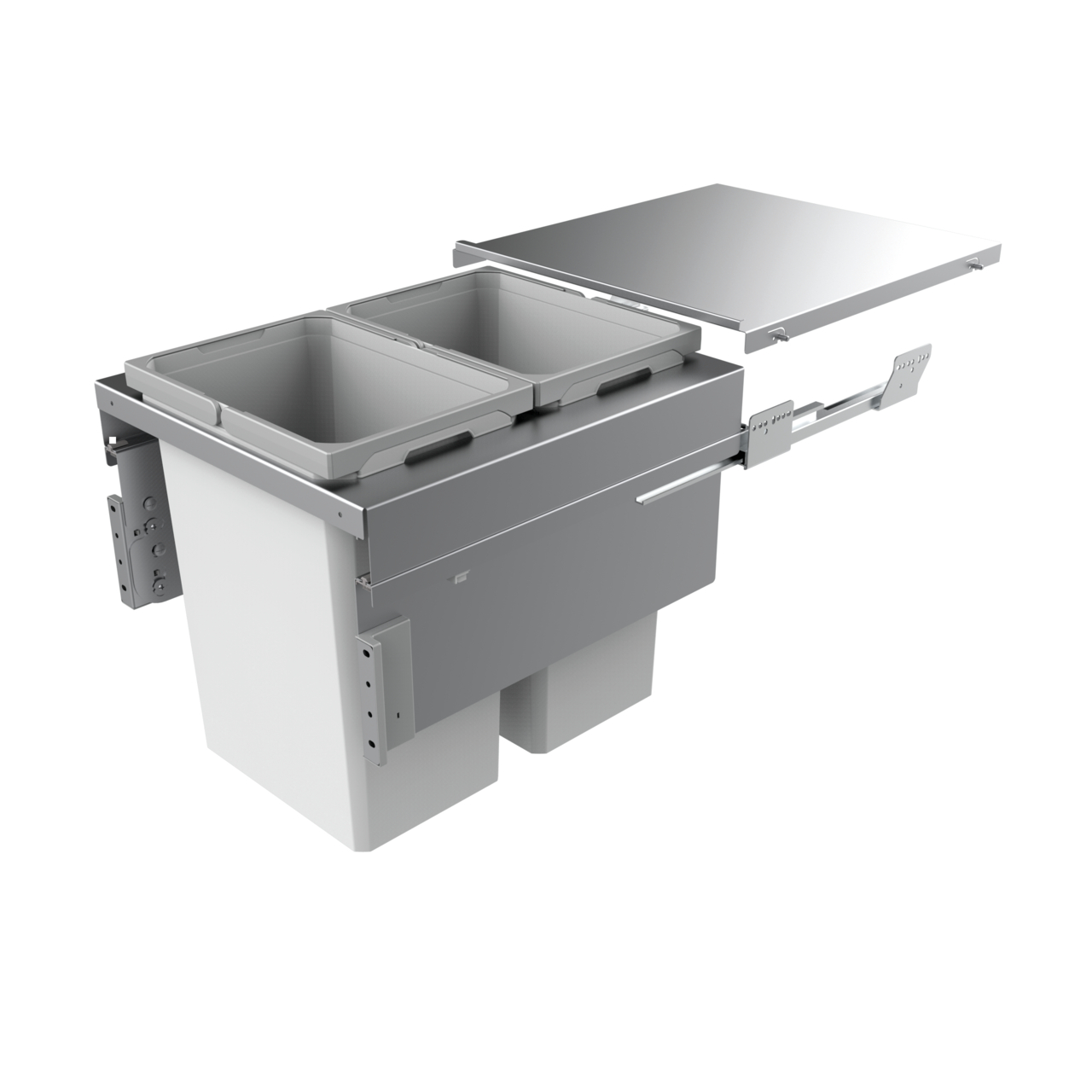 Naber Abfallsammler Cox Clan 490/500-2 | 50 cm | Hellgrau | Mit Deckel | 2 Behälter