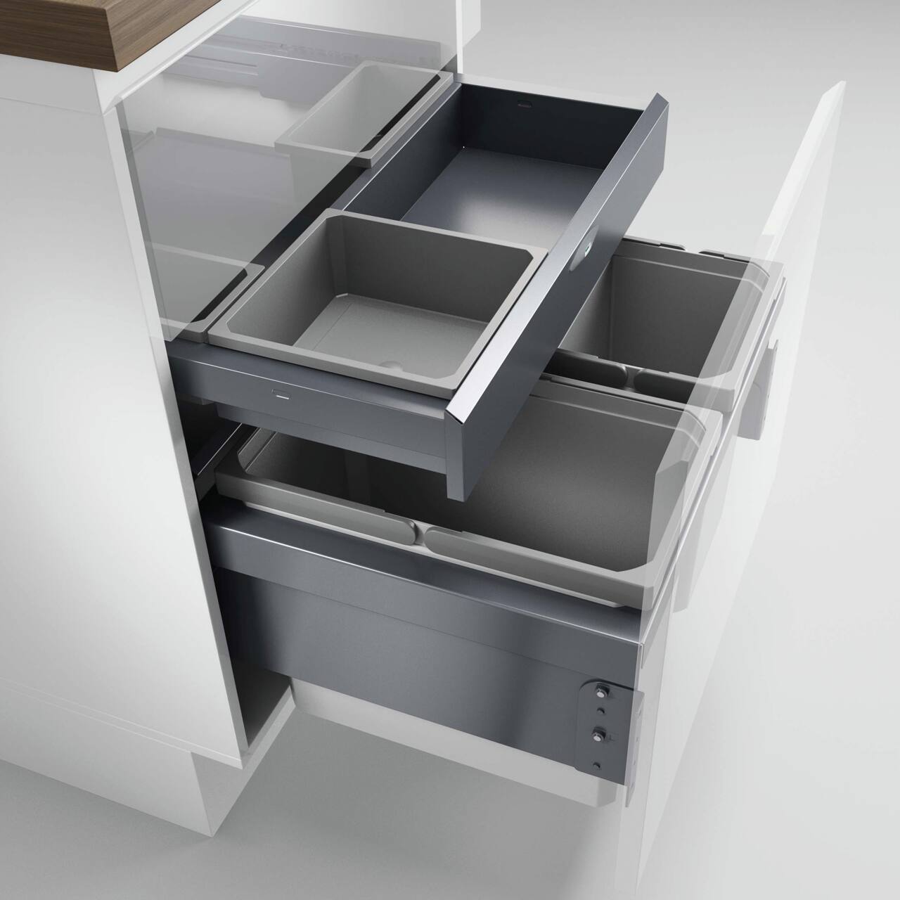 Naber Abfallsammler Cox Base 360 S/600-3 mit Base-Board | 60 cm | Hellgrau | 3 Behälter