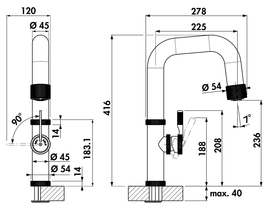 Armate Linea Raw | Küchenarmatur | Hochdruck | Schwarz matt (5011276)